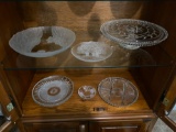 Cakeplate, relish and other glass dishes