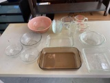 Pyrex bowls, measuring cups & casseroles