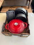 Red Dutch oven and bakeware