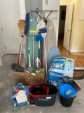 Sunbeam iron, Conair steamer, ironing boards and cleaning items