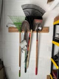 Shovels, rakes and garden tools