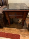 Pair of stone top end tables 26