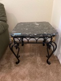 Pair of black stone end tables 22