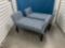 (2) blue and white upholstered benches 26