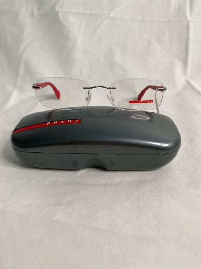 Prada VPS53D carbon fiber/red temple 55.18.135 men's eyeglass frames