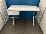 (2) White laminate/plastic desk with chrome legs 29 1/4