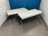 (2) White tufted bench with chrome legs 18