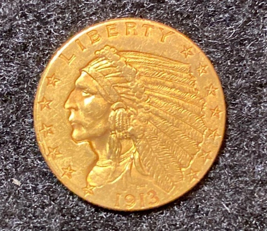 1913 Indian Head Quarter Eagle $2.50