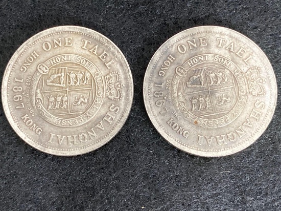 (2) Shanghai Tael coins 1867