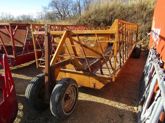 GRUETTS 22' SLANT BAR PULL TYPE FEEDER WAGON