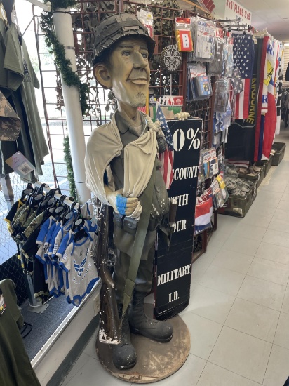 G.I. Joe Korean War Soldier Statue Caricature Vintage 72" Height, 20" Base