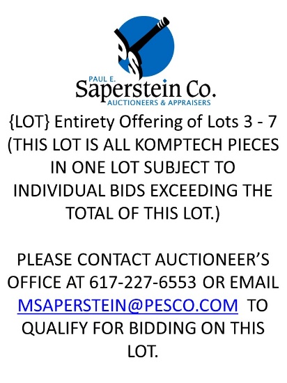 {LOT} Entirety Offering of Lots 3 - 7 (ALL KOMPTECH PIECES IN ONE LOT SUBJECT TO INDIVIDUAL BIDS
