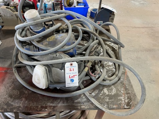 (Lot)Pump, Straps, Hose, Supplies + Solvents On Table/No Table