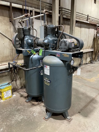 (2) 80g 200PSI 5hp 3 Phase 480V Air Compressor w/ 1 Control