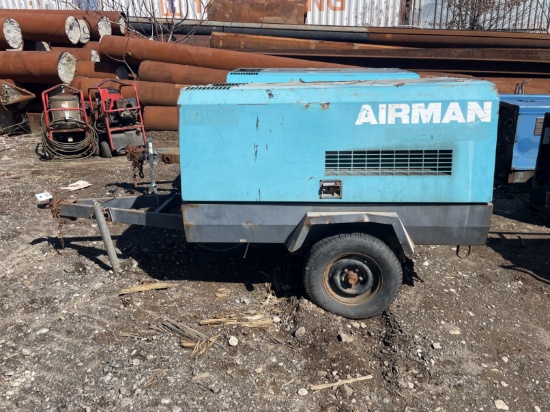 Airman #PDS185S Towable Air Compressor w/ 3590 Hours, 220 Max PSI, and SN: B4-6B41051