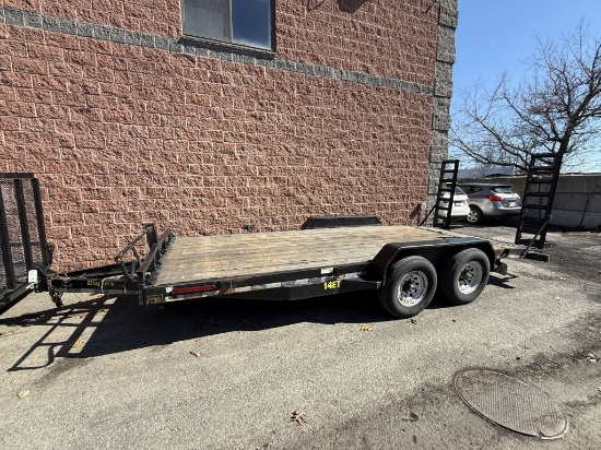 2015 Big Tex #14ET Dual Axle 18' Wood Deck Trailer w/ Pintle Hitch and Ramps VIN#: