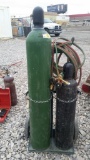 Oxygen and Acetylene Tanks with Cart