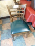 LADDER BACK CHAIR W/GREEN PADDED SEATS