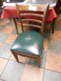 LADDER BACK CHAIR W/GREEN PADDED SEATS