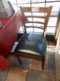 LADDER BACK CHAIR W/GREEN PADDED SEATS