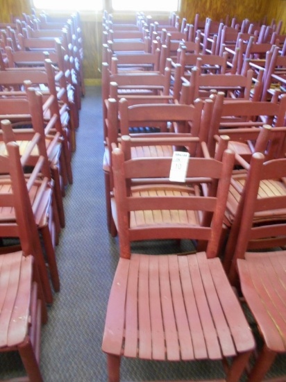 RED LADDER BACK WOOD CHAIRS