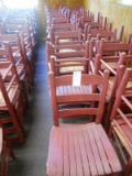RED LADDER BACK WOOD CHAIRS