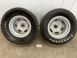 2) 14.00-16 GROOVED REARS ON WELD WHEELS