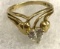 14KT Gold with White Stone Ring Size 6