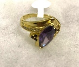 Marquise Cut Purple Amethyst Ring Size 9