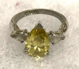 Citrine and White Sapphire ring size 7