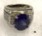 Sterling Silver CZ Blue Stone Ring Size 5 #136