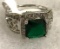Princess Cut Green Emerald Ring Size 10