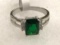 Green Emerald with Cz's Ring Size 10