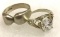 2 Sterling Silver Rings - 1 Has a White Gem Stone Size 7 and 8