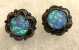 Blue Fire Opal Earrings