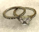 Sterling Silver CZ Ring and Matching Band Size 5 #155A