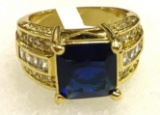 Princess Cut Blue Sapphire Ring Size 8
