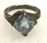 Sterling Silver Blue Stone Ring size 8
