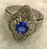Sterling Silver with Blue Stone Ring size 7