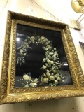 1800's Large Wax and Silk Shadow Box Picture 24 1/4