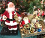 Animated Santa and Box of Christmas Decorations
