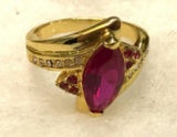 Marquise Cut Red Ruby Ring Size 8