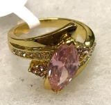 Marquise Cut Pink Topaz Ring Size 9
