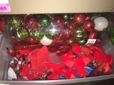Tub of Christmas Bows and Ornaments