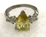 Citrine and White Sapphire Ring Size 7