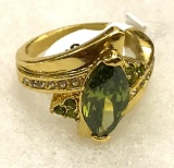 Marquise Cut Peridot Ring Size 8