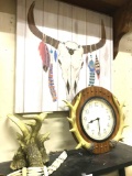 Native Lot- Wall Hanging, Clock, necklace and Candle Holder