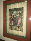 Signed Egyptian Art on Papyrus- In Custom Matted Frame