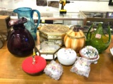 Colored Glassware and Jewelry Boxes