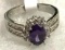 Oval Purple Amethyst with CZ's Ring Size 8